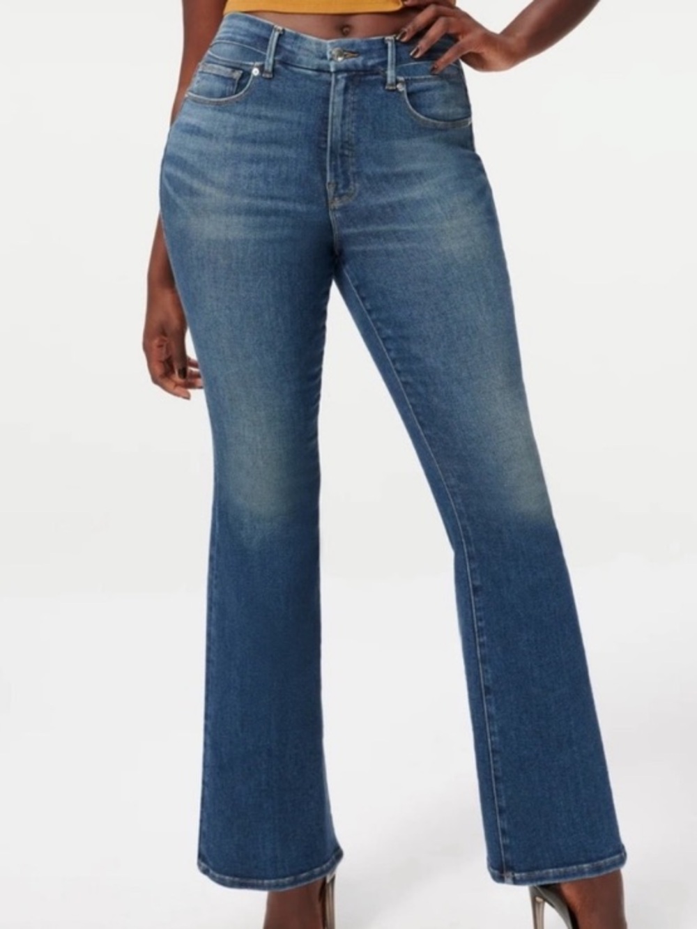 Good American Good Classic Denim Bootcut Medium Wash Size 16 Jeans High Rise